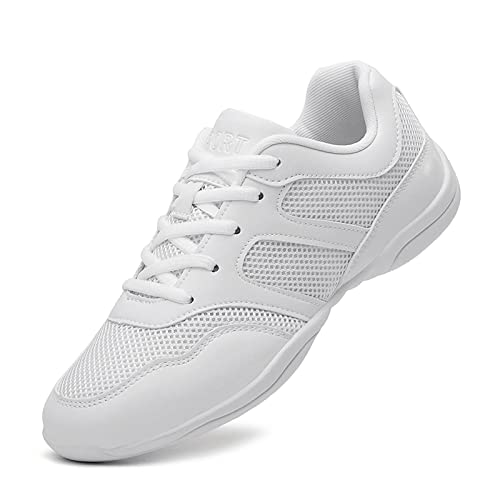 Zapatillas de animadora para mujer, ligeras, para entrenamiento, jazz, yoga, fitness, danza, Blanco, 39 EU Cover