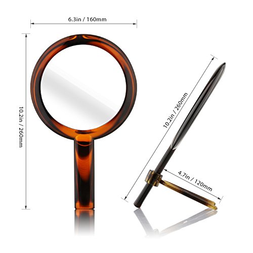 Beautifive Hand Mirror, Hand Held Mirrors With Adjustable Handle，1X/10X Magnifying Double Sided Handheld Makeup Mirror With Stand For Vanity Beauty Travel Table Shaving Bathroom Amber Color #TOP5