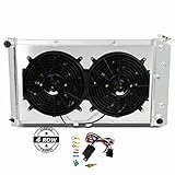 CoolingSky 4 Row Aluminum Radiator +2X12' Fan +Shroud&Thermostat Relay Kit for 1973-86 Chevy/GMC C/K...