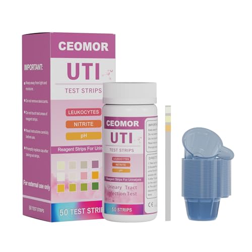 UTI Test Strips for Women: 50ct 3-in-1 Urinary Tract Infection & Bladder Health Testing Kit Treatments Test Strips for Easy at-Home Urinalysis, Testing Kit for Urinalysis 50 Strips + 50 Cups