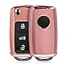 Produktbild kwmobile Autoschlüssel Hülle kompatibel mit VW Skoda Seat 2-3-Tasten Autoschlüssel - TPU Schutzhülle Schlüsselhülle Cover in Hochglanz Rosegold