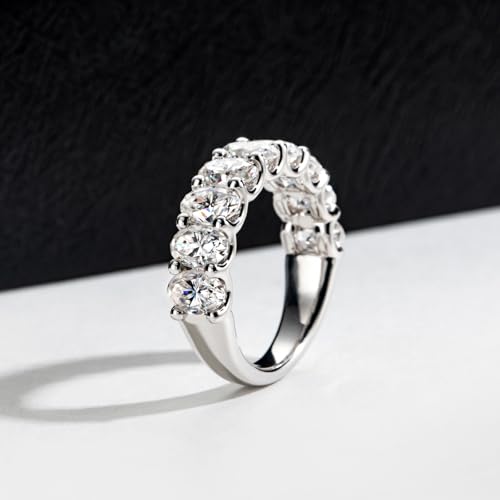 Moissanite Eternity Wedding Band Ring Eight Hearts and Arrows Five Stone/Nine Stone/Round/Emerald/Oval Cut D Color VVS1 Clarity 925 Sterling Silver for Women With Certificate3