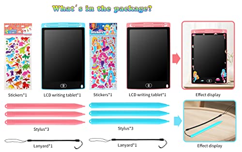 2 Pack Lcd Writing Tablet For Kids 8.5 Inch Rainbow Colorful Drawing Tablets Board For 3 4 5 6 7 Years Girls And Boys, Doodle Board Educational Toys Gift For Children Scribbler Boards Drawing Pad #TOP7