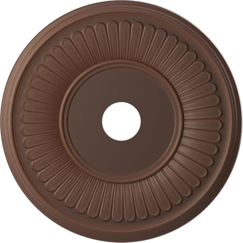 Image of Ekena Millwork CMP22BEDRU Berkshire Thermoformed PVC Ceiling Medallion (Fits Canopies up to 10 1 /8 inch), 22 inchOD x 3 1 /2 inchID x 1 inchP, Universal Aged Metallic Rust