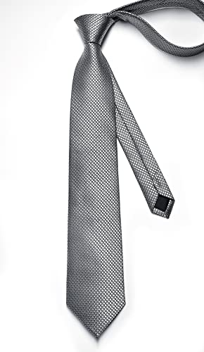 Image of Enlision Mens Ties Stripe Tie and Pocket Square Set Classic Formal Woven Neckties Handkerchief Cufflinks Wedding