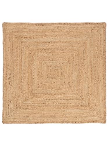 CarpetFine Alfombra de Yute Nele Cuadrada Color Natural Beige 120x120 cm Tejido a Mano con Yute | Alfombra Natural Moderna Uni Boho Tejido Plano Cuadrada para salón, Dormitorio, Pasillo y Cocina