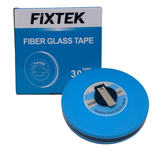 FIXTEK 30m Fiberglass Measuring Tape Durable 12.5mm Wide Long Tape Measure Gauge Ruler for Surveyors Engineers Construction & DIY Projects