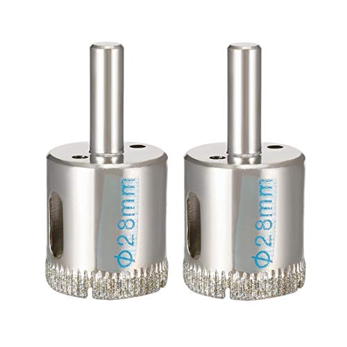sourcingmap 2PCS 28mm Diamond Coated Hole Saw Drill Bits for Glass Ceramic Tile Marble Rock Porcelain Bottles Pots Brick