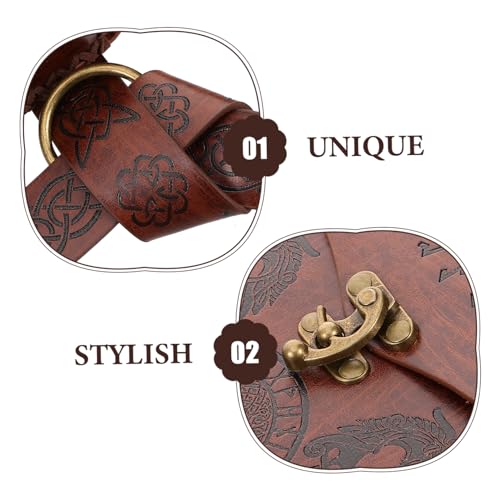 1set Cosplay Viking Belt Set Embossed Belt Pouch Medieval Vintage Viking Accessories4