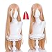 Probeauty Power Orange Cosplay Wig for Chainsaw Man, Long Straight Women Anime Cosplay Wig with Two Horns--39inch