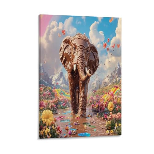 Éléphant murale en peinture sur toile haute définition de qualité premium pour salon