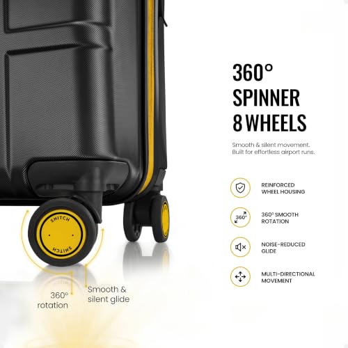 Image of SNITCH Blink Medium Size Grey Polycarbonate Hard Travel Suitcase - Suitcase Medium Size & Luggage with 8 Wheels, Premium Lock, Wet & Dry Pouch & Free Shoe Bag