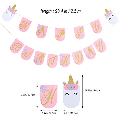 LUOEM Faixa de unicórnio Happy Birthday com tema de unicórnio arco-íris decorações de festa para cri