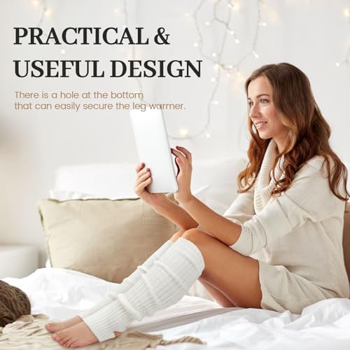 Pleneal 2 Pairs Leg Warmers for Women, Fashion Warm Soft Black White Leg Warmer 80s Accessories for Party Sports Yoga Dance