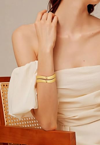 Gold Bracelet for Women With Wave Bracelet Fashionable Adjustable Twisted Cuff Chunky Bracelets Set Gold Bangle Bracelets Jewelry Gift Two Pcs3