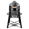 London Sunshine Ceramic Kamado Charcoal BBQ Grill -The Junior Series with Tall Stand (Black)