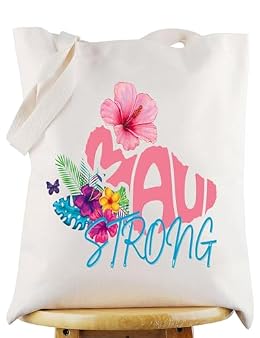 WZMPA Maui Wildfire Support Tote Bag Maui Hawaii Strong Pray Gift Maui Strong Reusable Grocery Bag For Hawaii Fire Victims (Maui Strong Tote)