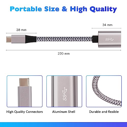 USB-C to USB 3.0 Adapter 4 Pack, Nylon Braided Type-C 3.1 OTG Cable USB C Male to USB A 3.0 Female Connector for iPhone15,iPhone15 ProMax,Samsung S23 Ultra, MacBook Pro, MacBook Air/Mini, Google Pixel