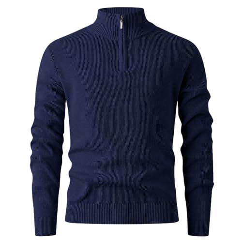 Suéter de punto premium de cuello alto y media cremallera para hombre elegante