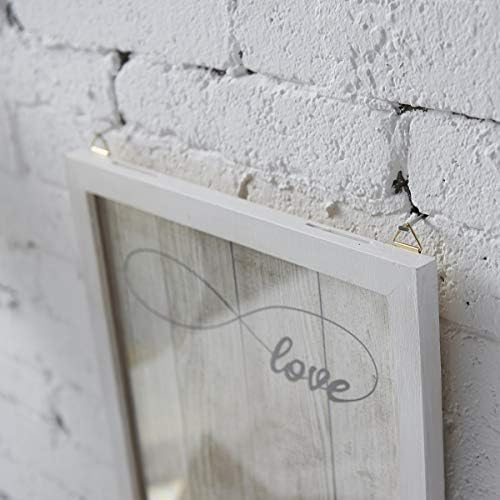 Y&K Homish Wedding Guest Book Wooden Picture Frame, Drop Top Frame with 100PCS Wooden Hearts, Rustic Wedding Decorations and Gift (White wooden frame + Unlimited love)