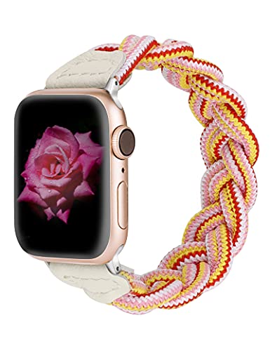 Image of Wearlizer Stretchy Braided Band Compatible with Apple Watch Bands Women | Slim Elastic Solo Loop Strap Woven for iWatch Series 11 10 9 8 7 6 5 4 3 SE /Ultra 3 2 1 42 /41 /40 /38 /44 /45 /46 /49mm