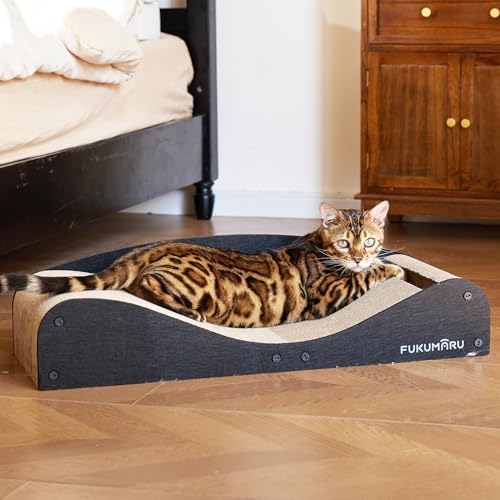 FUKUMARU Cardboard Cat Scratcher Bed, Extra Long 29.1 Inch Cat Sc...