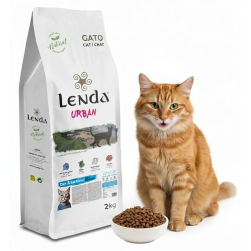 Lenda Urban Gato Esterilizado 2 kg - Pienso para Gatos Adultos Sin Grano de Pavo - Comida con Aceite de Salmon y Krill para Cuidado del Pelaje y Cardiovascular - con Probioticos y Condroprotectores