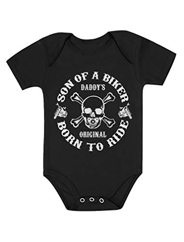 Tstars Son of a Biker Baby Boy Infant Bodysuit Born to Ride Motorcycle Newborn Outfit 12M Black