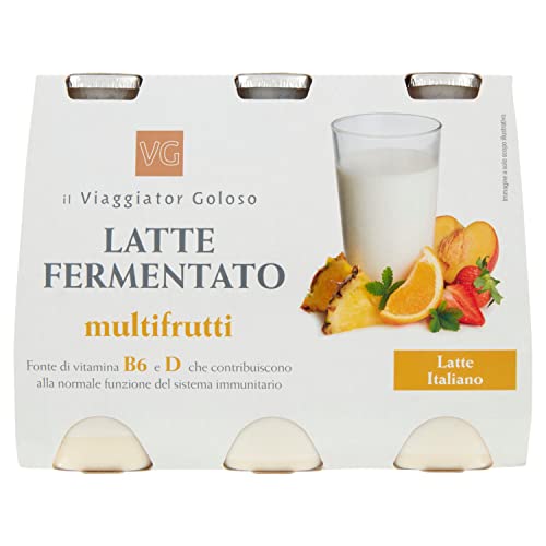 il Viaggiator Goloso Latte Fermentato, Multifrutti Fonte di Vitamina B6 e D, 6 x 100g