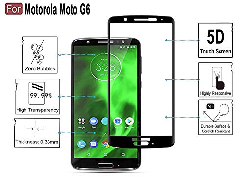 Image of Screen Protector for Motorola Moto G6 (Black) Tempered Glass Edge-to-Edge 6D Screen Protector With Installation Kit