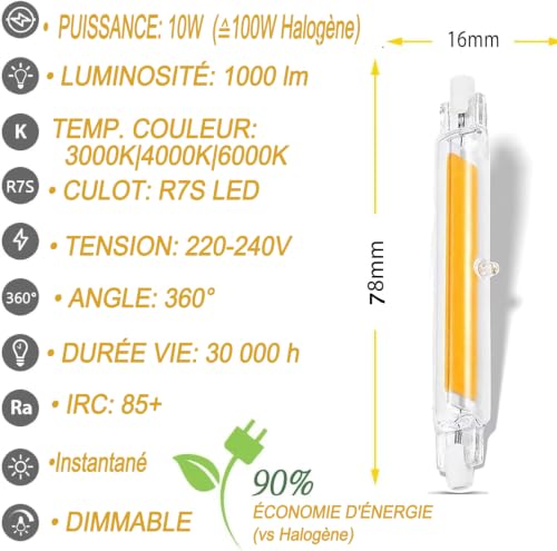 PJLJC Ampoule LED R7S 78mm 10W Dimmable - image 3