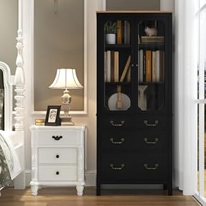 HLR 72" Kitchen Pantry Cabinet, Freestanding Tall Storage Cabinet, Utility Cupboard, Pantry Cabinet with Tempered Glass Doors and Adjustable Shelves for Kitchen, Living Room, Dining Room HLR 72 Kitchen Pantry Cabinet Freestanding Tall Storage Cabinet Utility Cupboard Pantry Cabinet with Tempered Glass Doors and Adjustable Shelves for Kitchen Living Room Dining Room