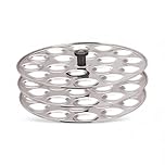 Stainless Steel Mini Idli Maker Stand, 3-Tier Steamer Plates, 54 Cavity Cooking Set, Silver