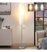 Gyrovu 46 '' Modern Floor Lamps For Living Room, Led Column Standing F Lamp With 3 Color Temperature Adjustable Gray Fabri