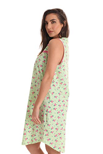 Dreamcrest 100% Cotton Sleeveless Nightgown For Women With Crochet Trim 6778-10417-Mnt-2X Mint - Pink #TOP1