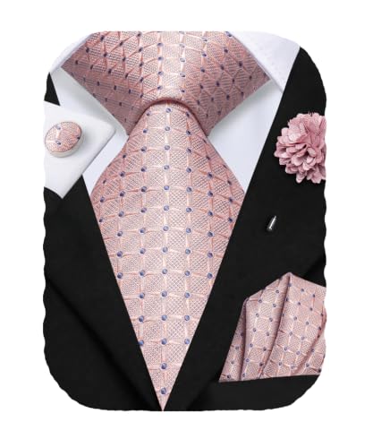 Image of Hi-Tie Men's Silk Ties Formal Woven Classic Necktie Pocket Square Cufflinks Lapel Pin Set Wedding Business