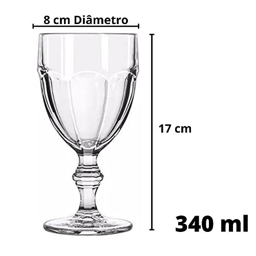 Jogo 6 Taças de Vidro Bristol para Água e Sobremesa 340ml