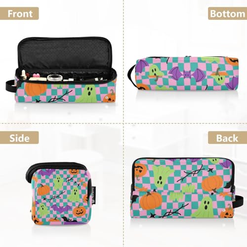 2-in-1 Estuche de Viaje para Rizador con Almohadilla Resistente al Calor y Accesorios Desmontables para Plancha, Rizador, Secador de Pelo, Diseño de Halloween Naranja Calabaza Fantasma Murciélago miniatura 5
