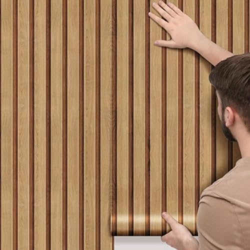 Papel De Parede Adesivo Ripado Vinil Madeira 10 Metros Lavável 3d Realista Fácil De Aplicar