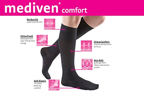 Image of Mediven Women's Comfort Knee High 15-20mmHg Semi-Sheer Compression Stocking | Soft graduated knee high compression stockings for women, made for daily comfort, travel, and long standing.