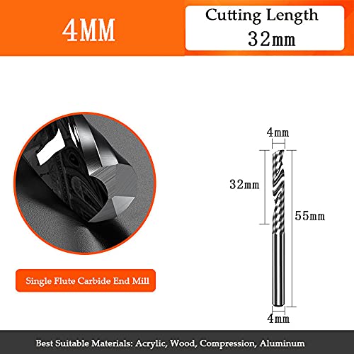 1 pieza de herramienta CNC for carpintería, fresa de PVC de aluminio y metal, fresa de una sola flauta, broca de enrutador de extremo de pulgada, broca de grabado, fresa en espiral ( Color : 10pcs , S