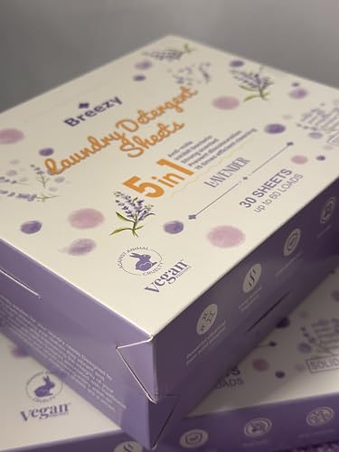 Breezy 5-in-1 Laundry Detergent Sheets | Eco-Friendly Lavender Scent | Up to 60 Loads | Anti-Bacterial, Odor Control, Color-Safe, Vegan & Plastic-Free - Image 2