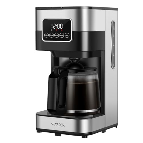 SHARDOR Filter coffee maker 12 Cup with Auto Shut-Off & Keep Warm Function, touch screen drip coffee machine with Adjustable Brew Strength, 1.2L glass carafe