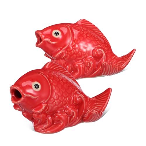 OUNONA 2個 魚型トイレボルトキャップ 赤色 小型カープデザイン 多様なトイレモデル対応 取り付け簡単 家や公共施設のバスルーム装飾用