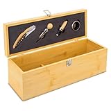 🌿 CAJA DE BAMBÚ NATURAL Y RESISTENTE Fabricada en bambú con acabado premium. Medidas: 36 × 12 × 12 cm, ideal para proteger y presentar una botella de vino con estilo.