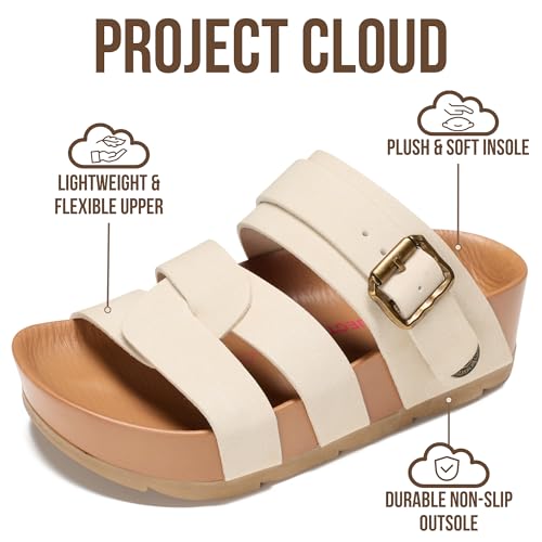 Image of Project Cloud Kids Sandals for Girls - Girls Sandals with Adjustable Buckle Closure, Comfortable Plush & Soft Insole w /Wedge Design Non-Slip Outsole