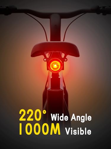 Esaytool Variable Brightness Bike Tail Light, Brake Sensing Bicycle Rear Light, 800 mAh USB-C Rechargeable, 4 Lighting Modes, IPX6 Waterproof, Auto On/Off, Saddle Mount Taillight - image 2