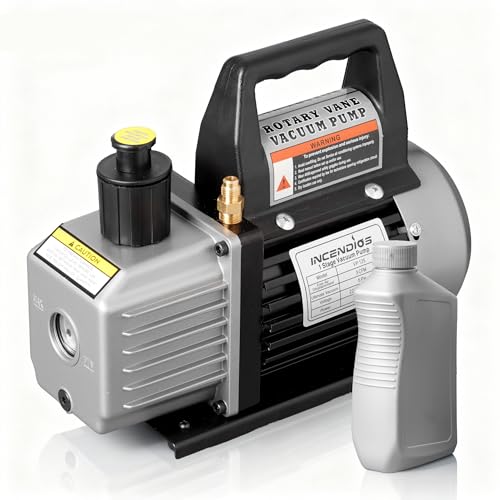 3 CFM Bomba de Vacío para Aire Acondicionado 1/4 HP Compatible con R12 R22 R502 R410A R134A R404 R407 Bomba de Vacio para HVAC, Aire Acondicionado de Auto, Procesamiento de Alimentos y Desgasificación
