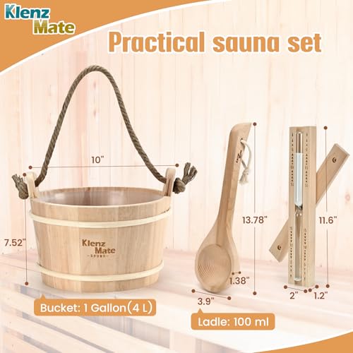 6 Pcs Sauna Accessories Kit, Wooden Sauna Bucket and Ladle Set, Handmade - Image 2