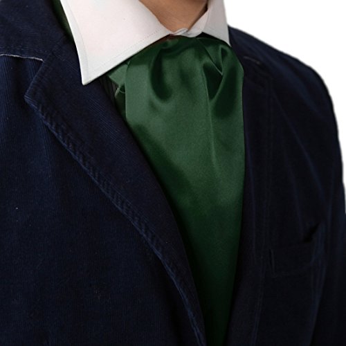 Dan Smith Green Solid Mens Ascot Perfect Fashion Polyster Cravat Contemporary Gift Idea Dra7E01O Dark Green #TOP1